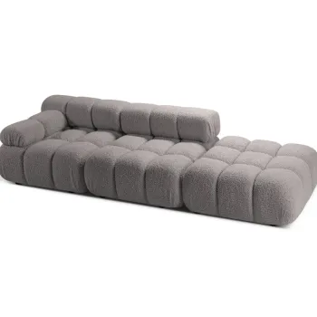 Canapea modulara 4 locuri cotiera dreapta, Bellis-213, Micadoni Home, 282x94x70 cm, tesatura boucle, gri deschis imagine