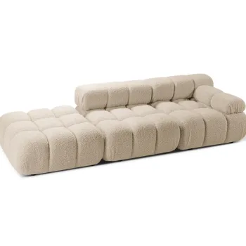 Canapea modulara 4 locuri cotiera stanga, Bellis-213, Micadoni Home, 282x94x70 cm, tesatura boucle, bej deschis imagine