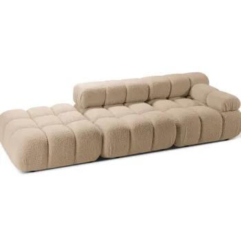 Canapea modulara 4 locuri cotiera stanga, Bellis-213, Micadoni Home, 282x94x70 cm, tesatura boucle, bej sand imagine