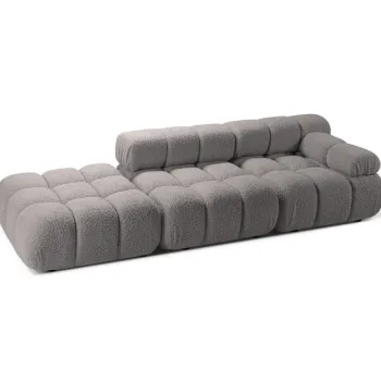 Canapea modulara 4 locuri cotiera stanga, Bellis-213, Micadoni Home, 282x94x70 cm, tesatura boucle, gri deschis imagine