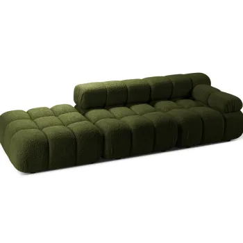 Canapea modulara 4 locuri cotiera stanga, Bellis-213, Micadoni Home, 282x94x70 cm, tesatura boucle, verde imagine