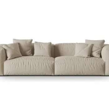 Canapea modulara 4 locuri, Martina-169, Micadoni Home, 320x106x75 cm, tesatura structurata catifelata, bej deschis imagine