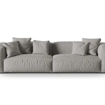 Canapea modulara 4 locuri, Martina-169, Micadoni Home, 320x106x75 cm, tesatura structurata catifelata, gri deschis imagine