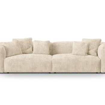 Canapea modulara 4 locuri, Martina-212, Micadoni Home, 320x106x75 cm, velur, bej deschis imagine