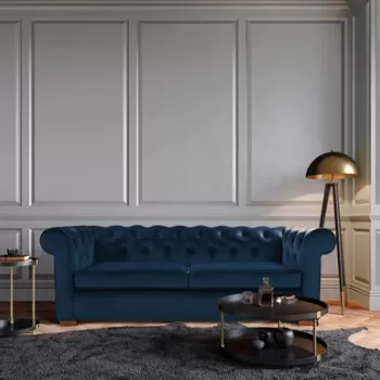 Canapea Oxford Chesterfield, 93x183x75 cm, 2 locuri, Albastru imagine