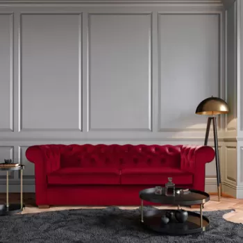 Canapea Oxford Chesterfield, 93x183x75 cm, 2 locuri, Rosu imagine