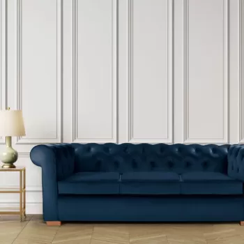 Canapea Oxford Chesterfield, 93x214x75 cm, 3 locuri, Albastru imagine