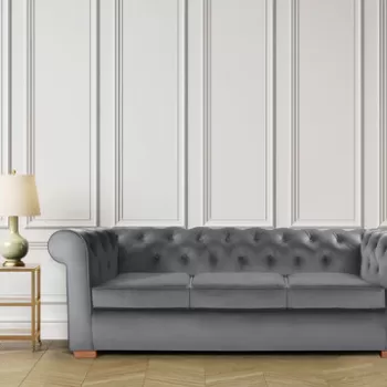 Canapea Oxford Chesterfield, 93x214x75 cm, 3 locuri, Antracit imagine