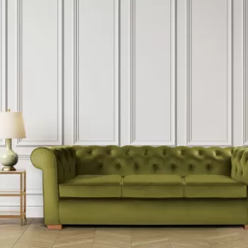 Canapea Oxford Chesterfield, 93x214x75 cm, 3 locuri, Olive imagine