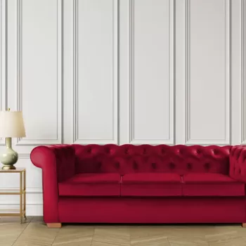 Canapea Oxford Chesterfield, 93x214x75 cm, 3 locuri, Rosu imagine