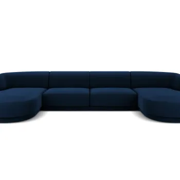 Canapea panoramica 5 locuri, Miley, Micadoni Home, BL, 334x155x74 cm, catifea, albastru regal imagine