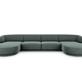 Canapea panoramica 5 locuri, Miley, Micadoni Home, BL, 334x155x74 cm, poliester chenille, albastru petrol imagine