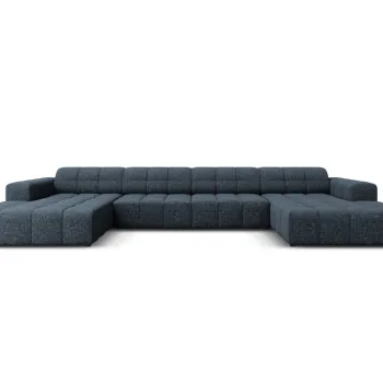 Canapea panoramica 6 locuri, Jennifer-140, Micadoni Home, 364x166x70 cm, tesatura chenille din poliester, albastru regal imagine