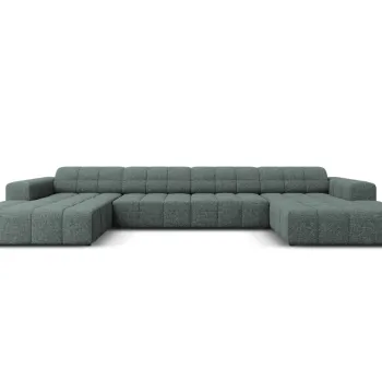 Canapea panoramica 6 locuri, Jennifer-140, Micadoni Home, 364x166x70 cm, tesatura chenille din poliester, petrol imagine