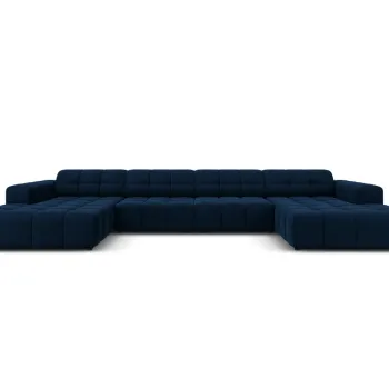 Canapea panoramica 6 locuri, Jennifer-51, Micadoni Home, 364x166x70 cm, catifea, albastru regal imagine