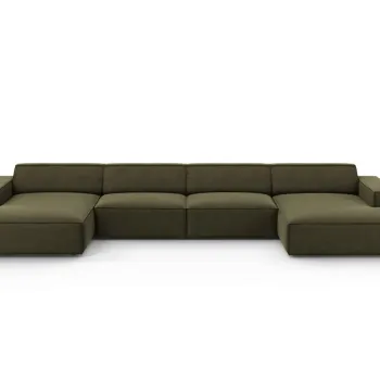 Canapea panoramica 6 locuri, Jodie, Micadoni Home, BL, 364x166x70 cm, catifea, verde imagine