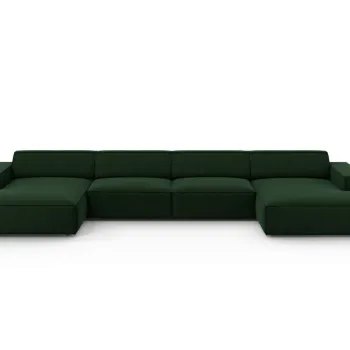Canapea panoramica 6 locuri, Jodie, Micadoni Home, BL, 364x166x70 cm, catifea, verde bottle imagine