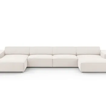 Canapea panoramica 6 locuri, Jodie, Micadoni Home, BL, 364x166x70 cm, poliester, bej deschis imagine