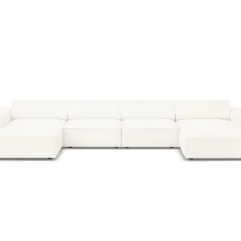 Canapea panoramica 6 locuri, Jodie, Micadoni Home, BL, 364x166x70 cm, poliester Boucle, bej imagine