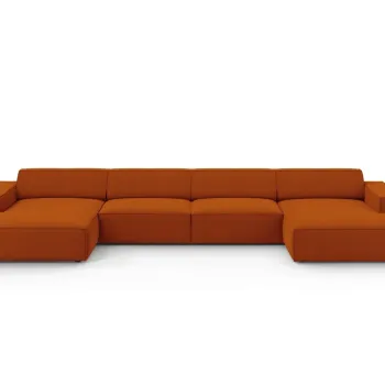 Canapea panoramica 6 locuri, Jodie, Micadoni Home, BL, 364x166x70 cm, poliester, caramiziu imagine