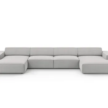 Canapea panoramica 6 locuri, Jodie, Micadoni Home, BL, 364x166x70 cm, poliester, gri deschis imagine