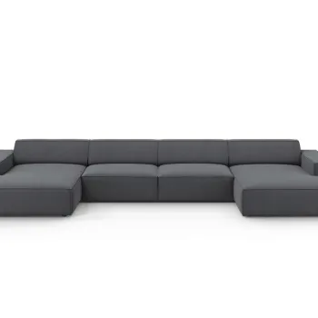 Canapea panoramica 6 locuri, Jodie, Micadoni Home, BL, 364x166x70 cm, poliester, gri inchis imagine