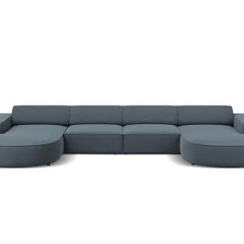 Canapea panoramica 6 locuri, Jodie, Micadoni Home, BL, forma rotunjita, 364x166x70 cm, poliester, albastru imagine