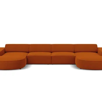 Canapea panoramica 6 locuri, Jodie, Micadoni Home, BL, forma rotunjita, 364x166x70 cm, poliester, caramiziu imagine