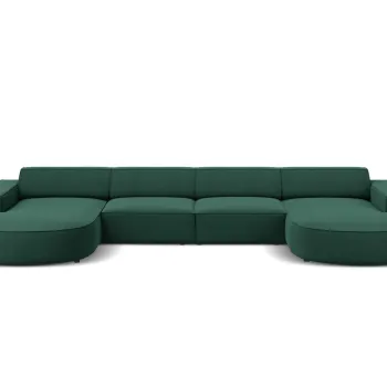 Canapea panoramica 6 locuri, Jodie, Micadoni Home, BL, forma rotunjita, 364x166x70 cm, poliester, verde imagine
