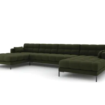 Canapea panoramica 6 locuri, Mamaia, Micadoni Home, BL, 383x185x75 cm, tesatura tip twill, verde imagine