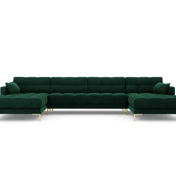 Canapea panoramica 6 locuri, Mamaia, Micadoni Home, GL, 383x185x75 cm, catifea, verde bottle imagine