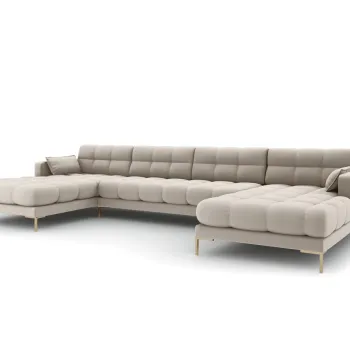 Canapea panoramica 6 locuri, Mamaia, Micadoni Home, GL, 383x185x75 cm, tesatura tip twill, bej imagine