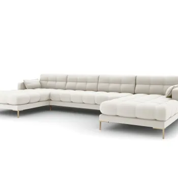 Canapea panoramica 6 locuri, Mamaia, Micadoni Home, GL, 383x185x75 cm, tesatura tip twill, bej deschis imagine