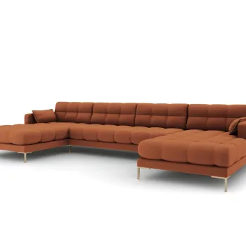 Canapea panoramica 6 locuri, Mamaia, Micadoni Home, GL, 383x185x75 cm, tesatura tip twill, caramiziu imagine