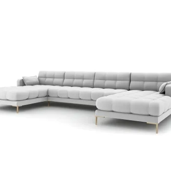 Canapea panoramica 6 locuri, Mamaia, Micadoni Home, GL, 383x185x75 cm, tesatura tip twill, gri deschis imagine