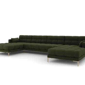 Canapea panoramica 6 locuri, Mamaia, Micadoni Home, GL, 383x185x75 cm, tesatura tip twill, verde imagine