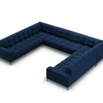 Canapea panoramica 9 locuri, Mamaia, Micadoni Home, BL, 337x256x75 cm, catifea, albastru regal imagine