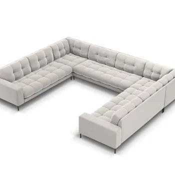 Canapea panoramica 9 locuri, Mamaia, Micadoni Home, BL, 337x256x75 cm, catifea, argintiu imagine