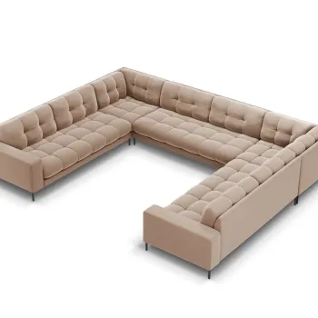 Canapea panoramica 9 locuri, Mamaia, Micadoni Home, BL, 337x256x75 cm, catifea, bej imagine