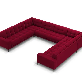 Canapea panoramica 9 locuri, Mamaia, Micadoni Home, BL, 337x256x75 cm, catifea, rosu imagine