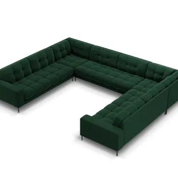 Canapea panoramica 9 locuri, Mamaia, Micadoni Home, BL, 337x256x75 cm, catifea, verde bottle imagine