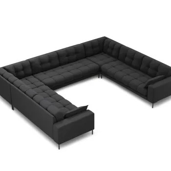 Canapea panoramica 9 locuri, Mamaia, Micadoni Home, BL, 337x256x75 cm, tesatura tip twill, albastru imagine