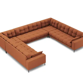 Canapea panoramica 9 locuri, Mamaia, Micadoni Home, BL, 337x256x75 cm, tesatura tip twill, bej imagine