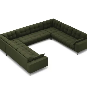 Canapea panoramica 9 locuri, Mamaia, Micadoni Home, BL, 337x256x75 cm, tesatura tip twill, bej deschis imagine