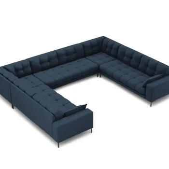 Canapea panoramica 9 locuri, Mamaia, Micadoni Home, BL, 337x256x75 cm, tesatura tip twill, caramiziu imagine