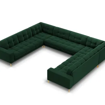 Canapea panoramica 9 locuri, Mamaia, Micadoni Home, GL, 337x256x75 cm, catifea, verde bottle imagine