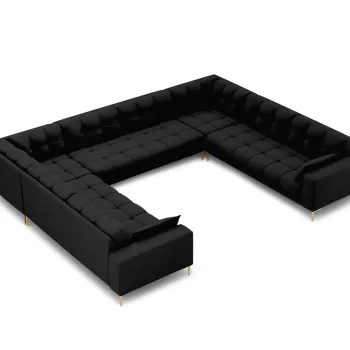 Canapea panoramica 9 locuri, Mamaia, Micadoni Home, GL, 337x256x75 cm, tesatura tip twill, negru imagine