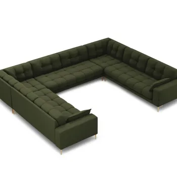 Canapea panoramica 9 locuri, Mamaia, Micadoni Home, GL, 337x256x75 cm, tesatura tip twill, verde imagine