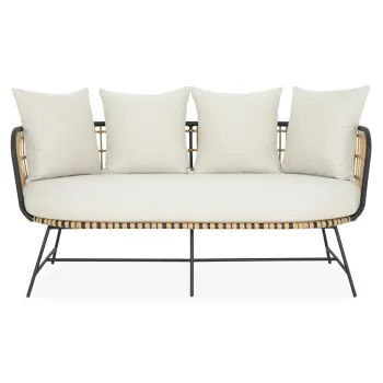 Canapea pentru gradina/terasa Arden, 161x77x72.5 cm, aluminiu/otel, natur/bej imagine