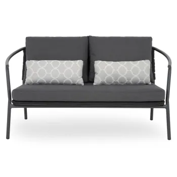 Canapea pentru gradina/terasa Castelli, 141x68x74 cm, aluminiu/poliester, gri imagine